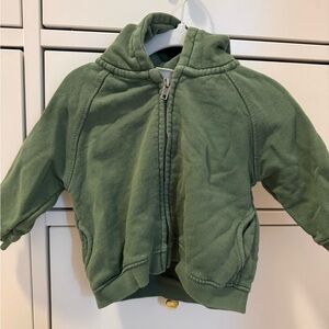Zara Kids Olive Green Hooded Zip-Up